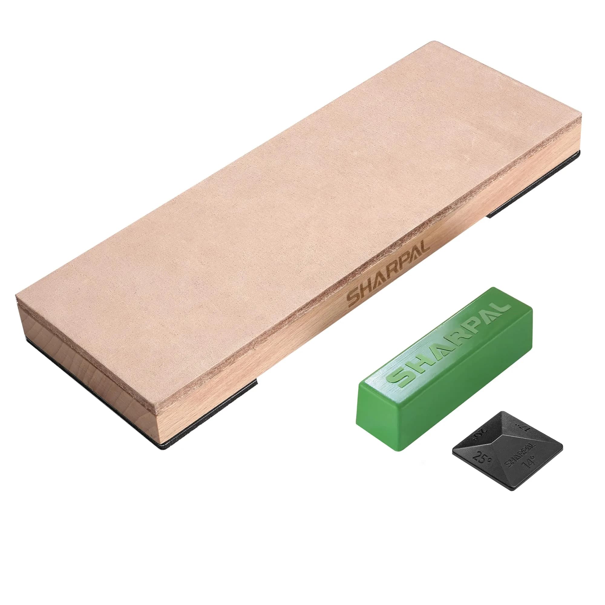 SHARPAL 204N Leather Strop 8" x 3" (20.32cm x 7.62cm) Kit | Genuine Cowhide for Razor Sharp Edges — Leather Strop with Compound