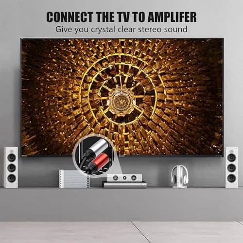 Tan QY 2RCA to 2RCA Audio Cable 30ft (9.14m) | Gold-Plated OFC for HDTV & Gaming thumbnail 5