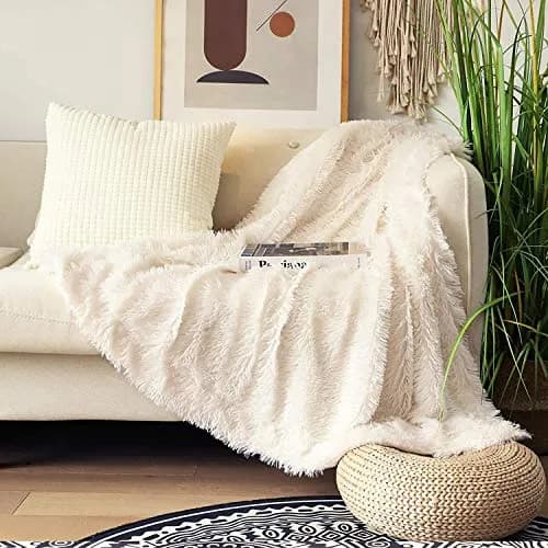 Tuddrom Decorative Faux Fur Throw Blanket 127x152 cm (50"x60") | Soft Fuzzy Plush Microfiber Fleece for Couch Sofa Bedroom thumbnail 2