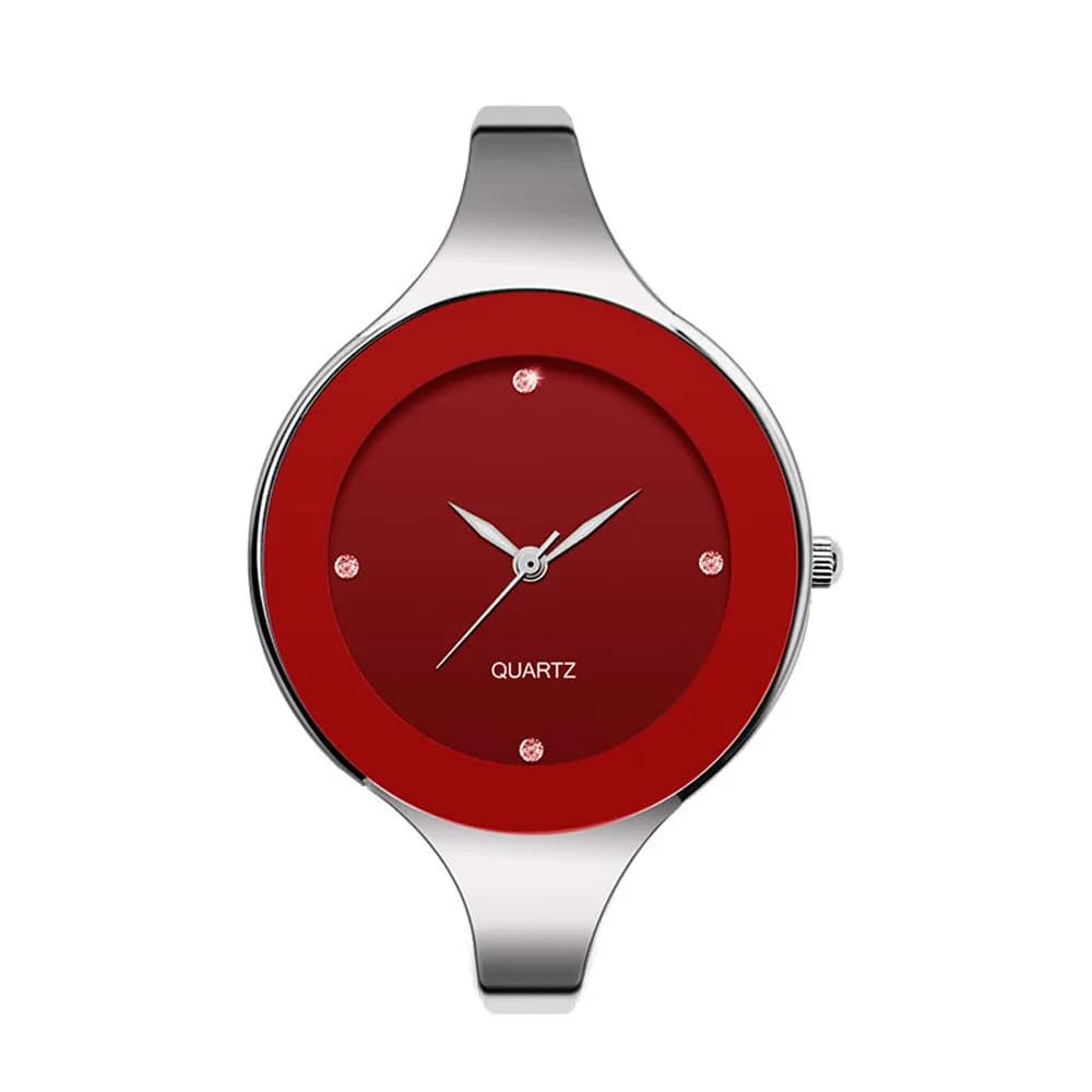 Weicam Women's Analog Quartz Watch with Red Dial & Crystal Embellishments | 40mm Case, 3ATM Water-Resistant — Red