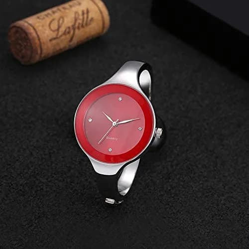 Weicam Women's Analog Quartz Watch with Red Dial & Crystal Embellishments | 40mm Case, 3ATM Water-Resistant thumbnail 2
