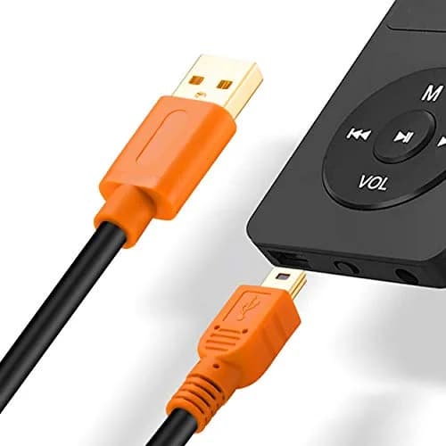 Tan QY Mini USB Cable 25Ft (7.62m) Orange | USB 2.0 Type A to Mini B Male Cord for GoPro, Cameras, Phones thumbnail 4