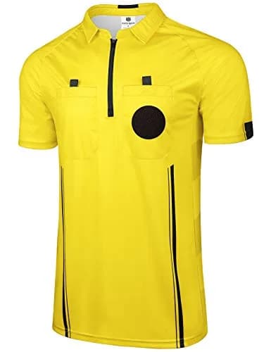 FitsT4 Sports Pro Soccer Referee Jersey Short Sleeve Ref Shirts Yellow XX-Large | Breathable Polyester for Referees thumbnail 1
