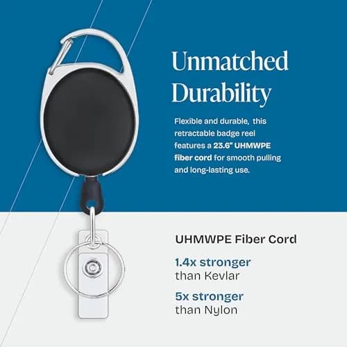 Will Well Heavy Duty ID Badge Holder Retractable 10 Pack - Vertical - Black | Durable, Versatile Badge Holders for Indian Professionals thumbnail 2