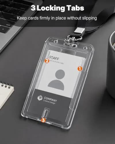 Pawfly 5 Pack Vertical 2-Card Badge Holders | Heavy Duty Polycarbonate ID Card Sleeves thumbnail 3