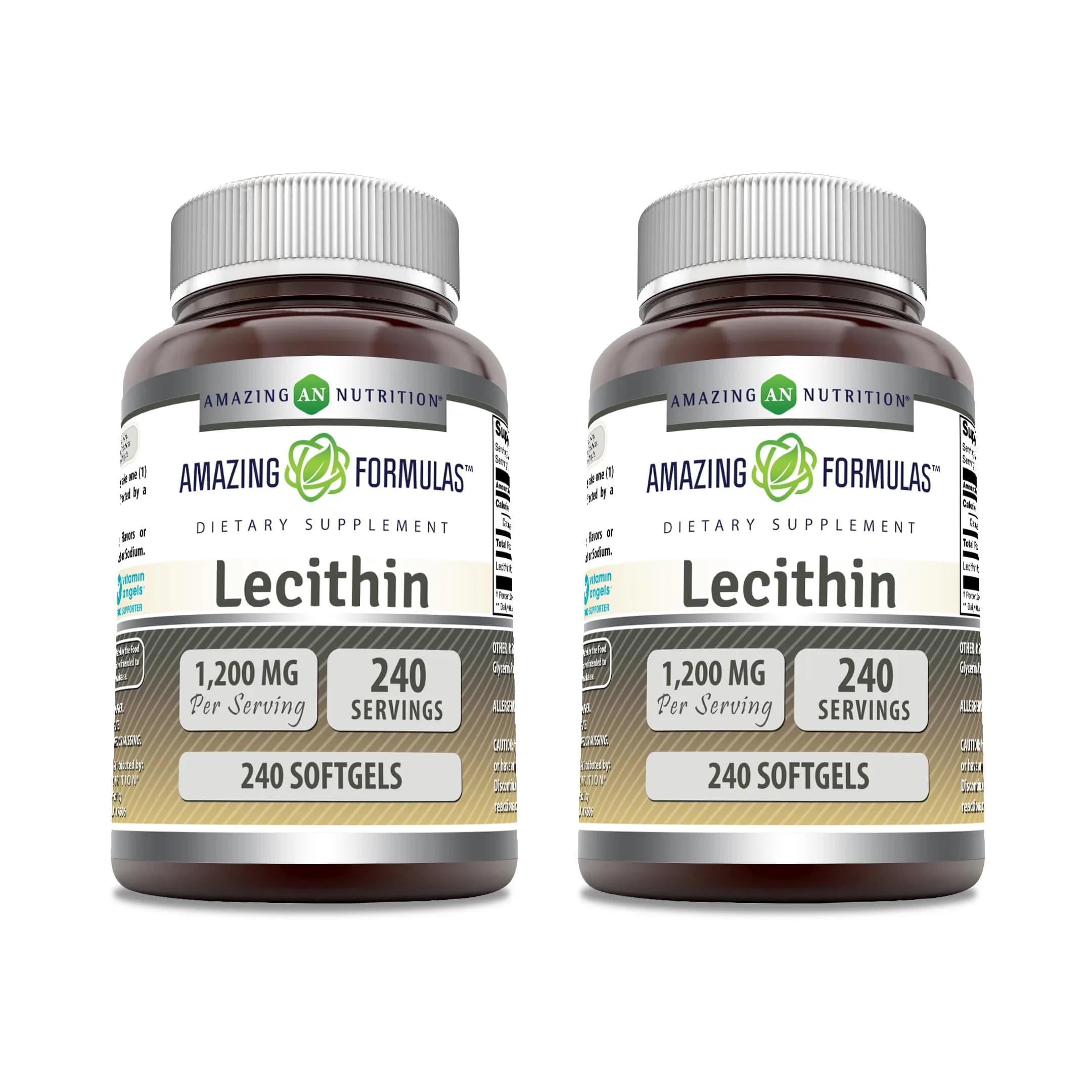 Amazing Nutrition Lecithin 1200 Mg | Gluten-Free Softgels | Made in USA (2 Pack) - main product image