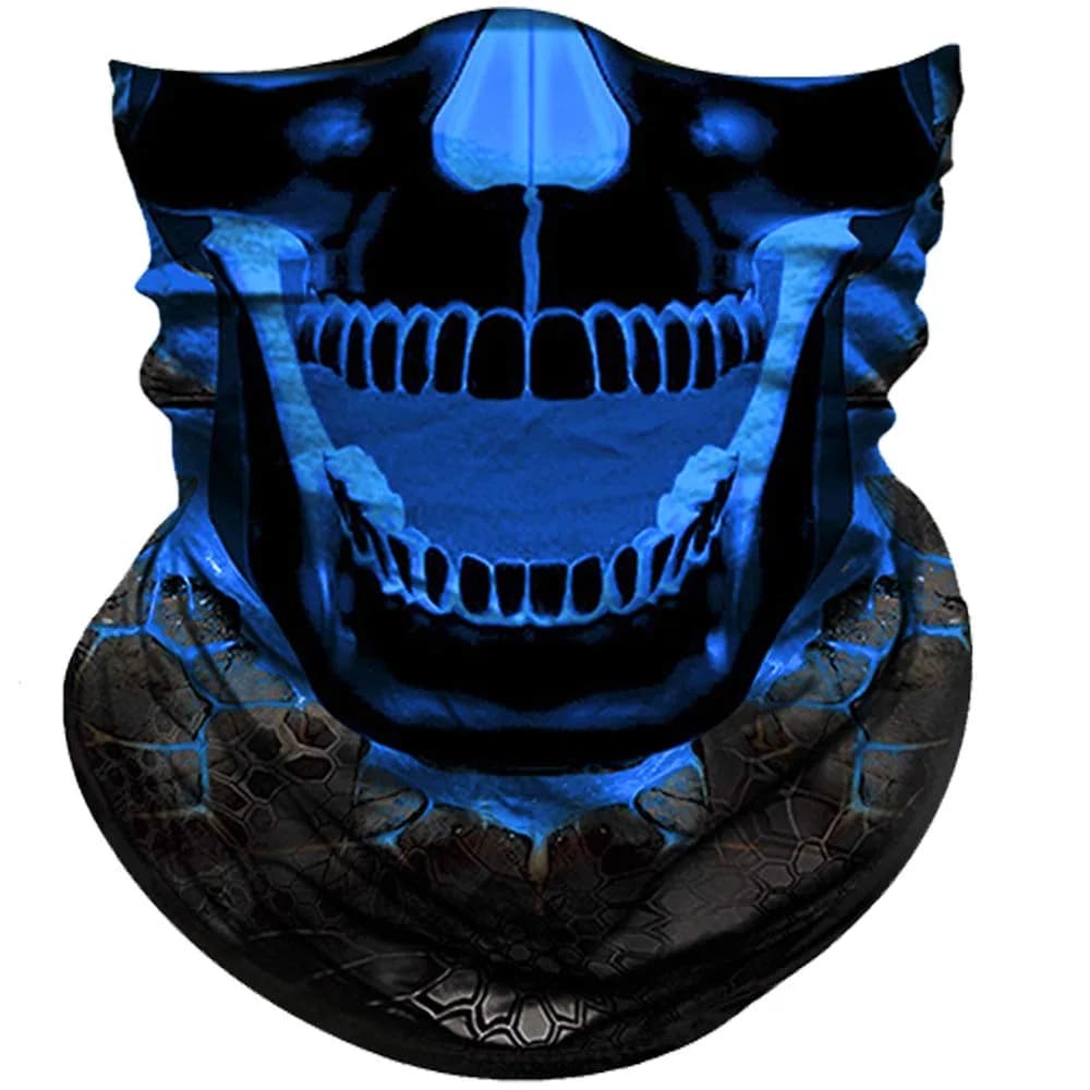 Obacle Skull Face Mask Half for Dust Wind UV Sun Protection Seamless 3D Tube Mask Bandana for Men Women (Skull Light Blue Rock Melt)