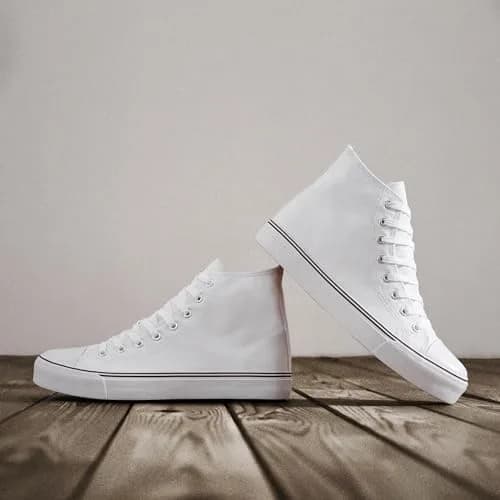 ZGR Mens High Top Canvas Sneakers Lace Up White US9.5 | Breathable Canvas & Anti-Slip Rubber Sole thumbnail 3