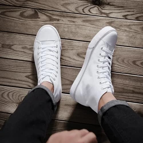 ZGR High Top Canvas Sneakers Lace Up White US7 | Breathable, Anti-Slip Rubber Sole, Classic Walking Style thumbnail 7