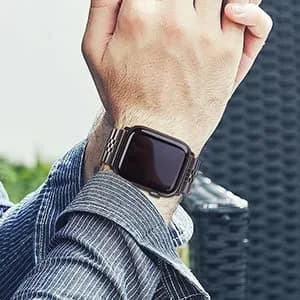 baozai Stainless Steel Watch Band for Apple Watch Ultra 3/2/1 46mm/45mm/44mm/42mm | Space Gray Jubilee Strap with Butterfly Clasp thumbnail 8