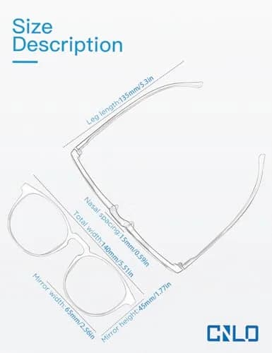CNLO Blue Light Blocking Glasses Crystal Lightweight Frame Eyeglasses | Anti Eyestrain for Digital Screens thumbnail 3