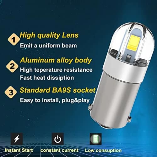Anourney BA9S LED Bulbs 12V White | Super Bright Car Dome Map Lights thumbnail 5