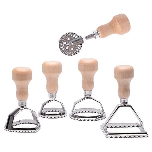 MASTER FENG Ravioli Stamp Maker Cutter with Wooden Handle & Fluted Edges | Perfect for Homemade Pasta (70-120 chars) thumbnail 1
