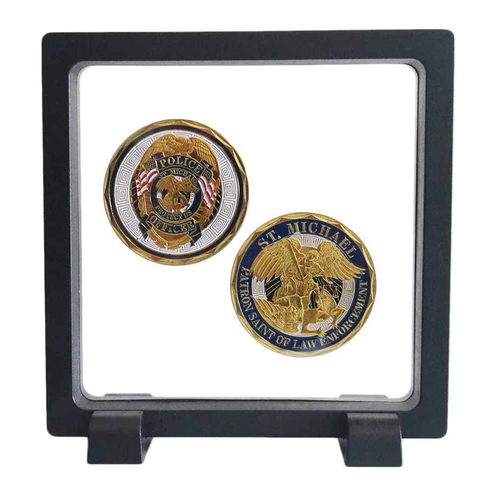 HillSpring Challenge Coins Display Frame, Black 4.3"x4.3"x0.8" | Floating Shadow Box for Medals & Jewelry