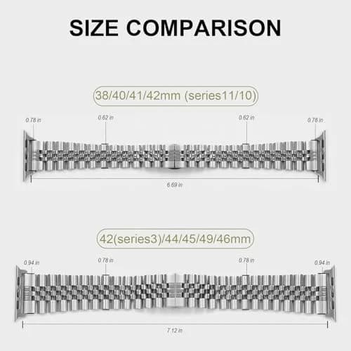 baozai Silver Stainless Steel Watch Band for Apple Watch Ultra 3/2/1, 46mm/49mm/45mm/44mm/42mm thumbnail 3