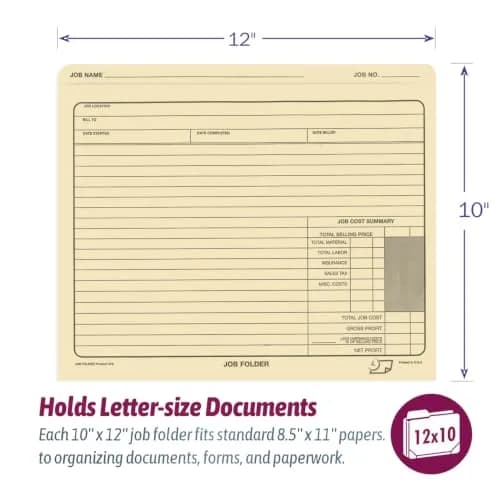 NextDayLabels Job Folders Manila File Jacket 10" x 12" | Heavyweight, Preprinted, USA Made thumbnail 3