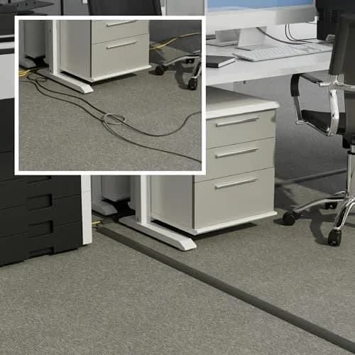 D-Line Floor Cord Cover Cable Channel 1.6cm (0.63" W x 0.31" H) Gray | Protects Cords & Prevents Trips thumbnail 4