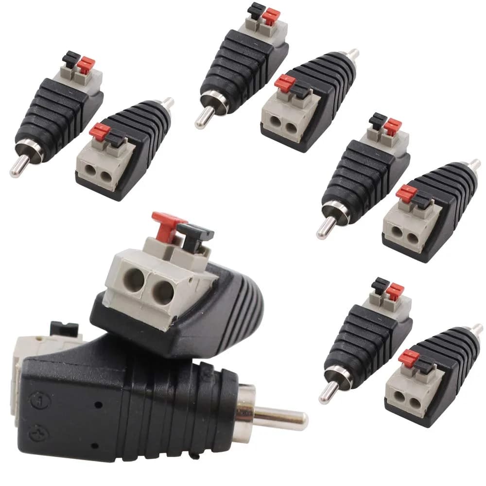 exgoofit 10-Pack Speaker Wire Cable to RCA Adapter | Secure Audio Connection - main product image