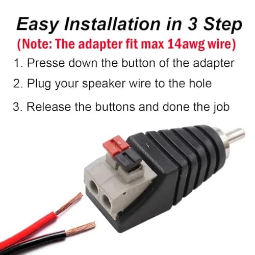exgoofit 10-Pack Speaker Wire Cable to RCA Adapter | Secure Audio Connection thumbnail 2