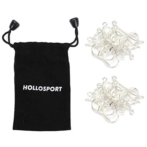 HOLLOSPORT 925 Sterling Silver Earring Hooks 15.5mm (0.61in) | Hypoallergenic Jewelry Making Supplies thumbnail 2