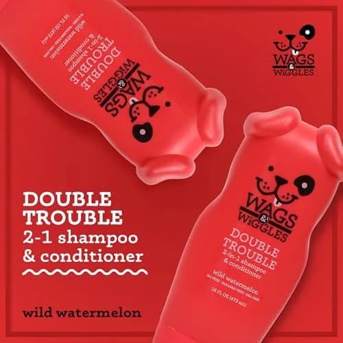 Wags & Wiggles 2-in-1 Dog Shampoo & Conditioner Fruity Watermelon 473ml (16 Fl Oz) | Gentle pH-Balanced Formula for All Dogs thumbnail 2