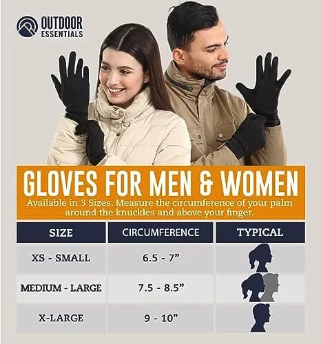 OutdoorEssentials Touchscreen Winter Liners - Medium-Large Black | Warm, Quick-Drying, Stretch Gloves for Cold Weather & Hiking thumbnail 6