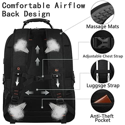 YALIXIAN 18.4 Inch Extra Large Laptop Backpack 55L (46.5cm x 41.0cm x 25.5cm) | TSA Friendly Water Resistant Computer Bag for Men Women thumbnail 4