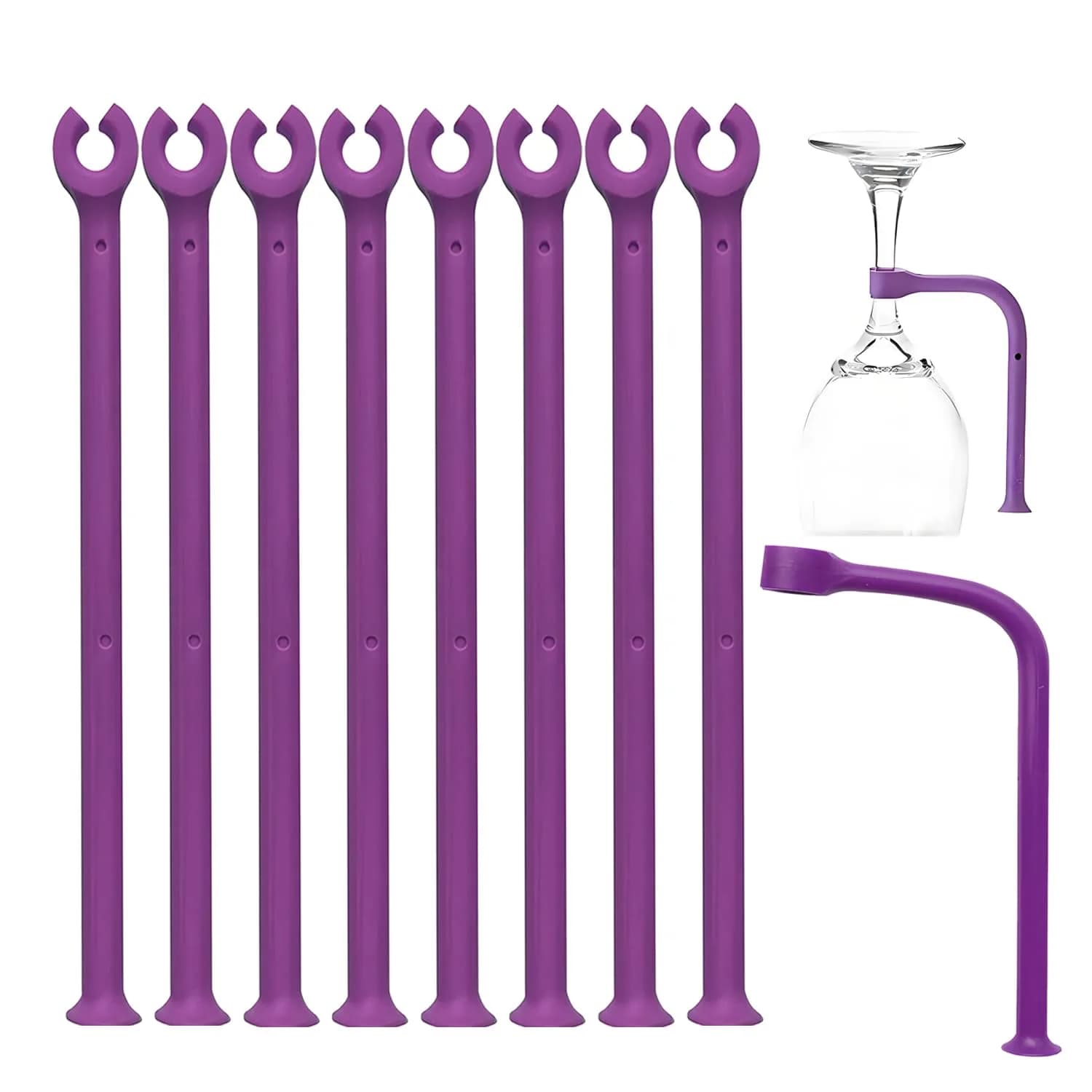 YouU Tether Silicone Dishwasher Stemware Saver 8 pcs | Flexible Wine Glass Protector - main product image