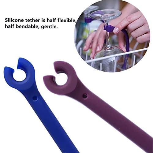 YouU Tether Silicone Dishwasher Stemware Saver 8 pcs | Flexible Wine Glass Protector thumbnail 4