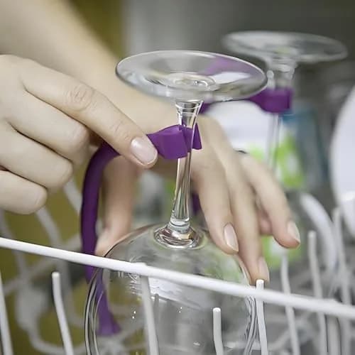 YouU Tether Silicone Dishwasher Stemware Saver 8 pcs | Flexible Wine Glass Protector thumbnail 2