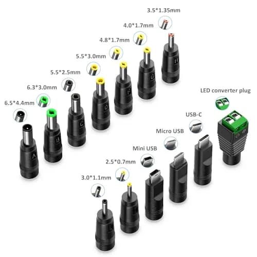 Belker Universal USB to DC 5V Power Cord with 13 Tips | 1.5M Black Cable for 5V Devices thumbnail 3