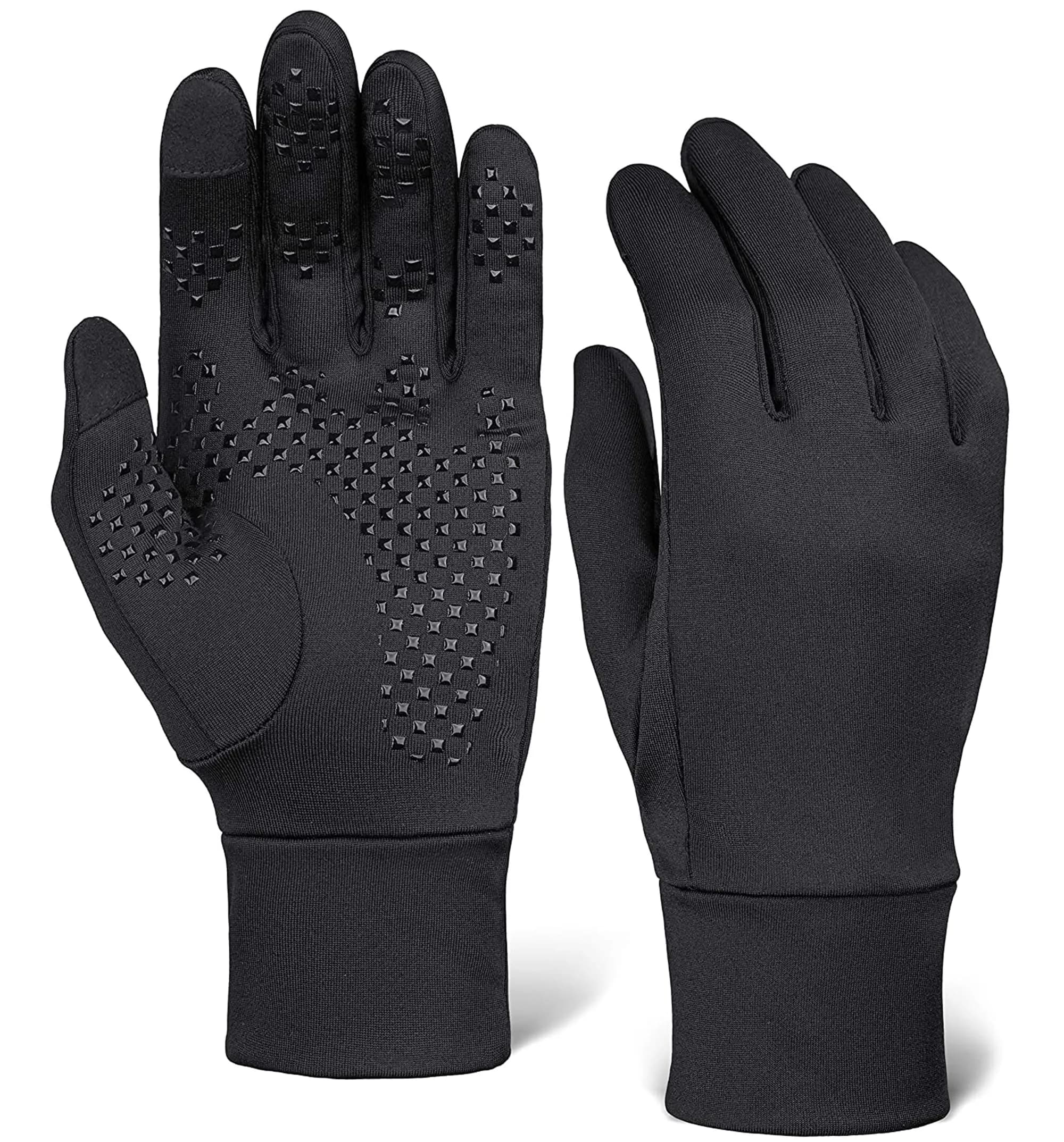 OutdoorEssentials Touchscreen Winter Liners - Medium-Large Black | Warm, Quick-Drying, Stretch Gloves for Cold Weather & Hiking — Black