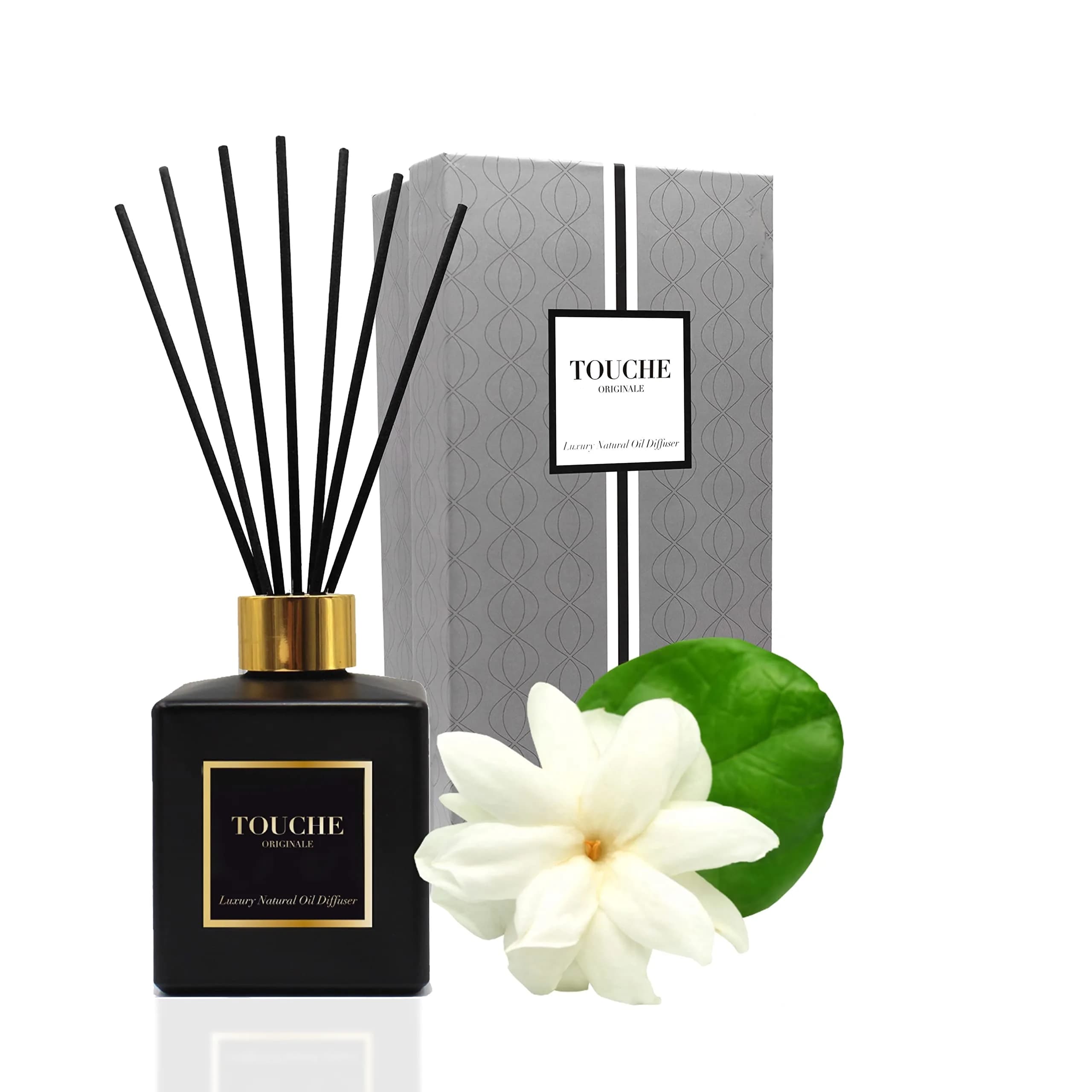 TOUCHE ORIGINALE Natural Reed Diffuser 120ml | Long Lasting Sandalwood & Jasmine Aroma - main product image