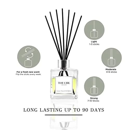 TOUCHE ORIGINALE Natural Reed Diffuser 120ml | Long Lasting Sandalwood & Jasmine Aroma thumbnail 7