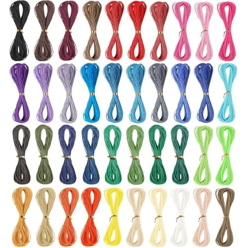 Phinicco Waxed Polyester Cord 40 Colors 400m | Waterproof Jewelry String for Bracelets & Jewelry Making thumbnail 1