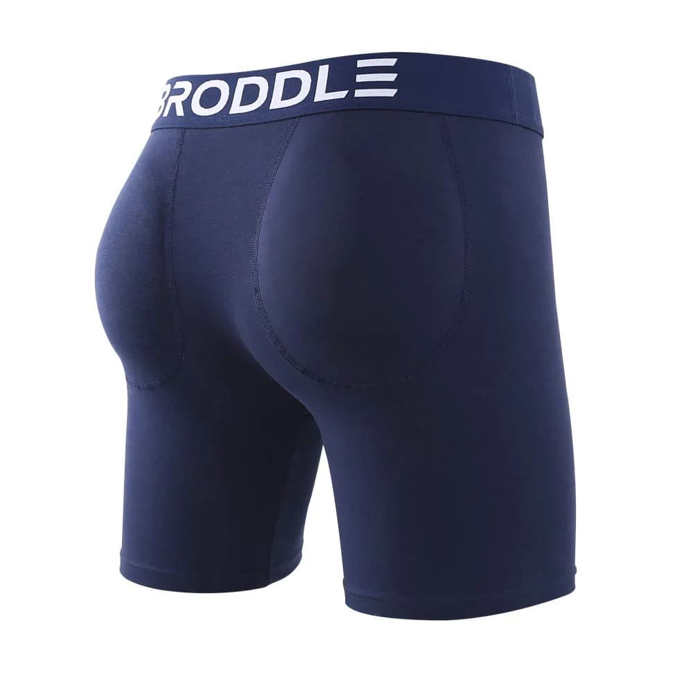 BRODDLE Men's Padded Boxer Briefs with Butt Enhancer — Navy Blue Large | Enhances Shape & Comfort — Navy Blue