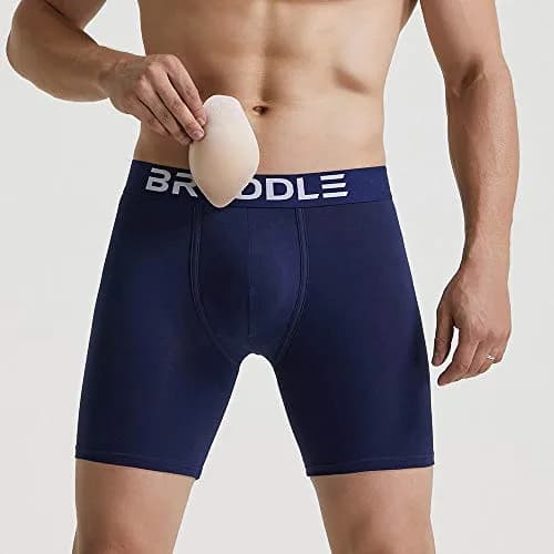 BRODDLE Men's Padded Boxer Briefs with Butt Enhancers Navy Blue XX-Large | Low Rise Cotton Blend thumbnail 4