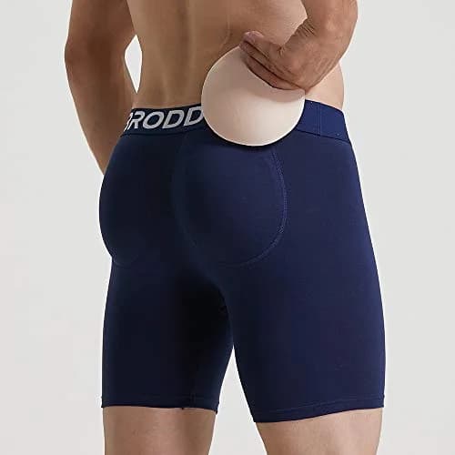 BRODDLE Men's Padded Boxer Briefs with Butt Enhancers Navy Blue XX-Large | Low Rise Cotton Blend thumbnail 3