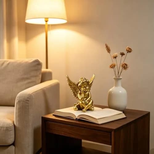 Artgenius Gold Angel Figurine Set 10.16cm (4"H) | Hand-Painted Resin Sculptures for Home Decor thumbnail 8