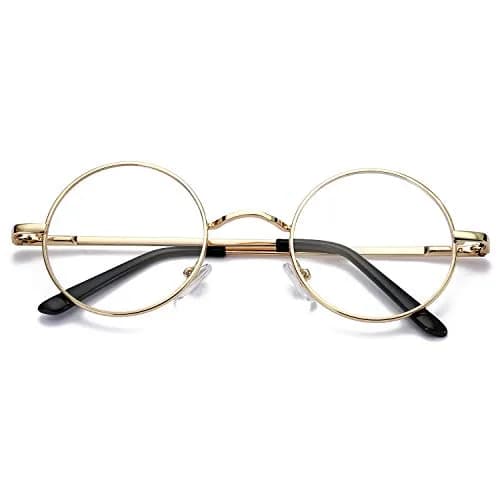 Pro Acme Non Prescription Clear Lens Glasses Retro Small Round Metal Frame (01 Blue Light Blocking Glasses - Gold) | Classic Retro Style with Blue Light Protection thumbnail 5