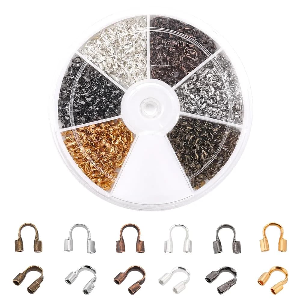 PH PandaHall 540pcs Brass Wire Guardians 4mm | Jewelry Wire Protectors for Beading & Jewelry Making — 6 Colors / 5x4x1mm