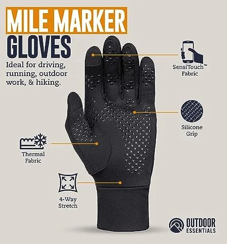 OutdoorEssentials Touchscreen Winter Gloves for Men & Women | Black, X-Large thumbnail 4