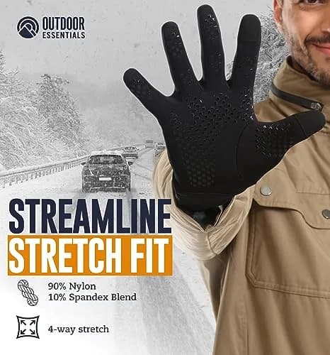 OutdoorEssentials Touchscreen Winter Gloves for Men & Women | Black, X-Large thumbnail 5
