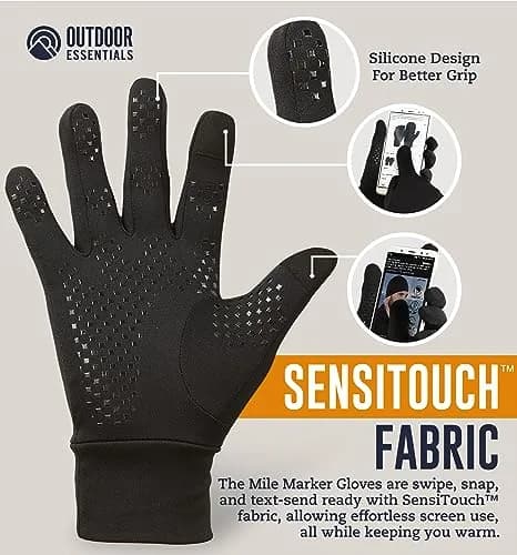 OutdoorEssentials Touchscreen Winter Gloves for Men & Women | Black, X-Large thumbnail 2