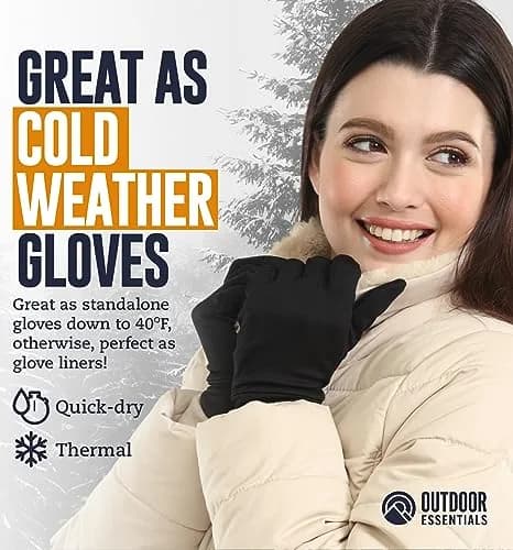 OutdoorEssentials Touchscreen Winter Gloves for Men & Women | Black, X-Large thumbnail 3