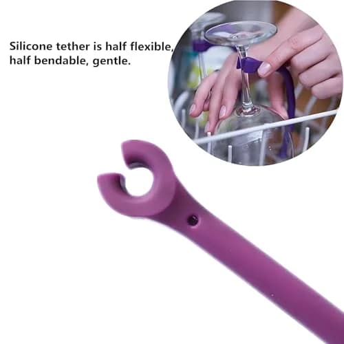 YouU Tether Silicone Dishwasher Stemware Saver 4 pcs | Flexible Wine Glass Protector thumbnail 5