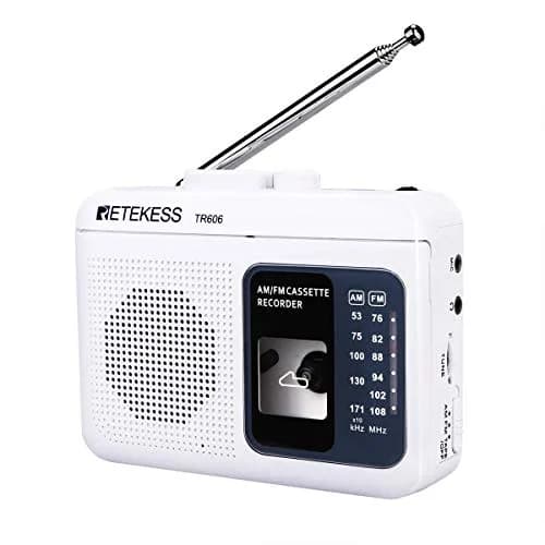 Retekess TR606 Cassette Player Recorder with AM/FM Radio & Built-in Microphone (White) | Portable Audio Player thumbnail 1