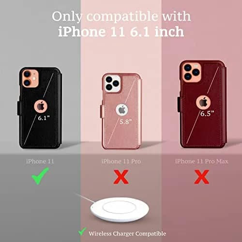 LUPA Legacy iPhone 11 Wallet Case with Card Holder - Black | Slim Faux Leather Flip Cover thumbnail 3
