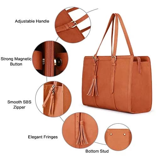 ECOSUSI Laptop Bag for Women 15.6 Inch | Large Capacity with 3 Compartments thumbnail 5
