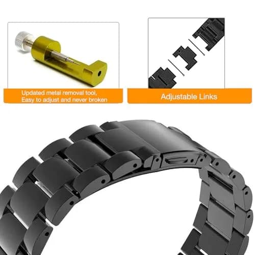 Abanen Stainless Steel Watch Band for Garmin Fenix 8/Tactix 8 51mm, Quick Fit 26mm Metal Wrist Strap | Black, Adjustable thumbnail 5